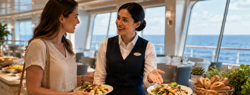 Buffet de croisière avec options vegan et sans gluten
