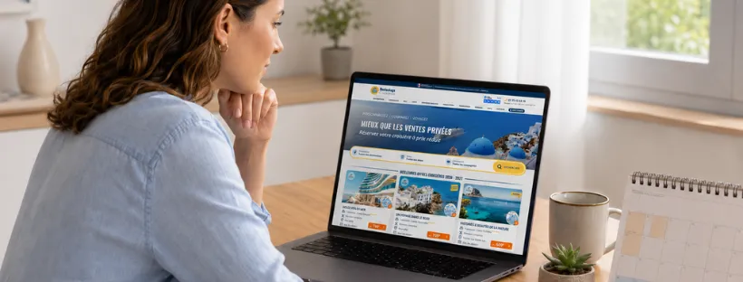 Personne qui consulte une sélection de croisières sur comparateur Destockage Croisières