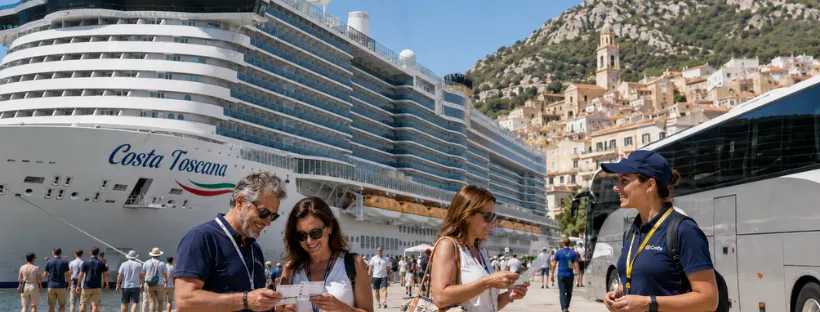 Passagers Costa Croisières préparant une excursion lors d’une escale