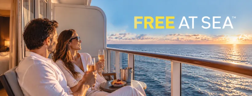 Couple sur un balcon de cabine avec Free at Sea