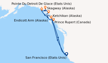 Itinéraire de la croisière San Francisco (Etats-Unis), En mer, En mer, K...