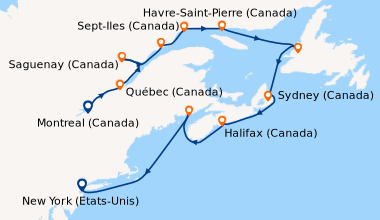 Carte de l'itinéraire de la croisière