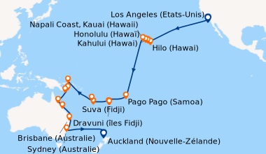 Itinéraire de la croisière Los Angeles (Etats-Unis), En mer, En mer, En ...
