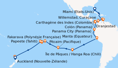 Itinéraire de la croisière Miami (Etats-Unis), En mer, En mer, Oranjesta...