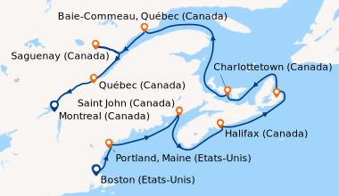 Itinéraire de la croisière Boston (Etats-Unis), Portland, Maine (Etats-U...