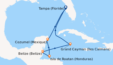 Itinéraire de la croisière Tampa (Floride), En mer, Cozumel (Mexique), I...