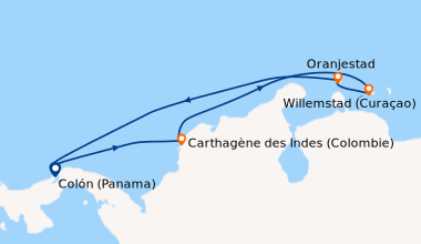 Itinéraire de la croisière Colón (Panama), Carthagène des Indes (Colombi...