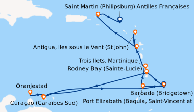 Itinéraire de la croisière Barbade (Bridgetown), Rodney Bay (Sainte-Luci...