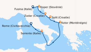 Itinéraire de la croisière Rome (Civitavecchia), Sorrente (Italie), En m...