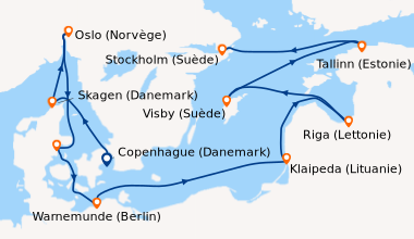 Itinéraire de la croisière Copenhague (Danemark), Skagen (Danemark), Osl...