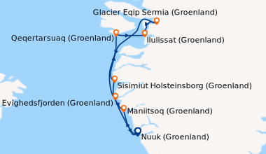 Itinéraire de la croisière Nuuk (Groenland), Sisimiut Holsteinsborg (Gro...