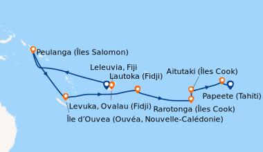 Itinéraire de la croisière Lautoka (Fidji), Levuka, Ovalau (Fidji), Lele...