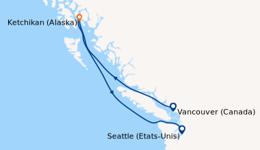 Itinéraire de la croisière Vancouver (Canada), En mer, Ketchikan (Alaska...