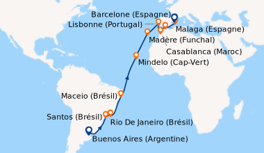 Itinéraire de la croisière Buenos Aires (Argentine), En mer, En mer, San...