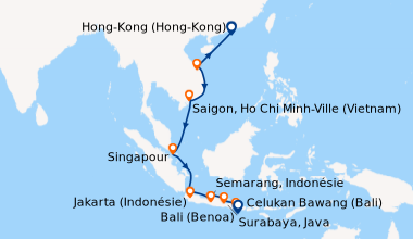 Itinéraire de la croisière Hong-Kong (Hong-Kong), En mer, En mer, Saigon...