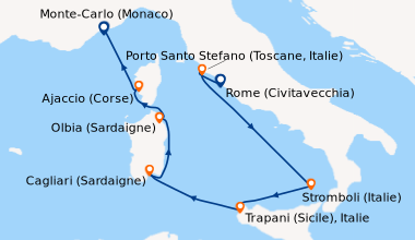Itinéraire de la croisière Rome (Civitavecchia), Porto Santo Stefano (To...