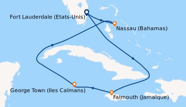 Itinéraire de la croisière Fort Lauderdale (Etats-Unis), En mer, Falmout...