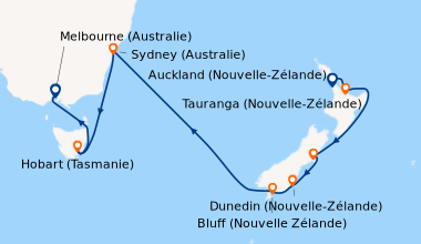 Itinéraire de la croisière Auckland (Nouvelle-Zélande), Auckland (Nouvel...