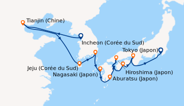 Itinéraire de la croisière Incheon (Corée du Sud), En mer, En mer, Jeju ...