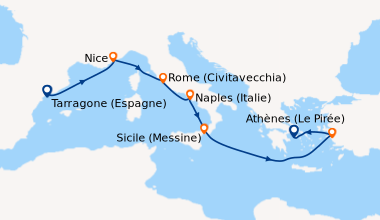 Itinéraire de la croisière Tarragone (Espagne), Tarragone (Espagne), Nic...
