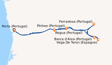 Itinéraire de la croisière L'âme du Douro, de Porto aux terres de Castille - Entre patrimoine, vins et concerts (formule port/port) (MPO_PP)