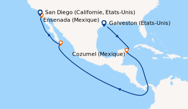 Itinéraire de la croisière Galveston (Etats-Unis), En mer, Cozumel (Mexi...
