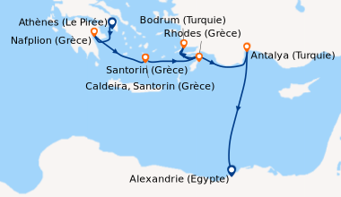 Itinéraire de la croisière Lumières d’Orient et îles de la mer Égée 