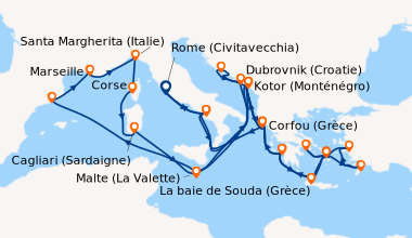 Itinéraire de la croisière Rome (Civitavecchia), Salerne (Italie), En me...
