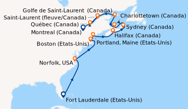 Itinéraire de la croisière Fort Lauderdale (Etats-Unis), En mer, En mer,...