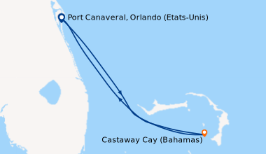 Itinéraire de la croisière Port Canaveral, Orlando (Etats-Unis), En mer,...
