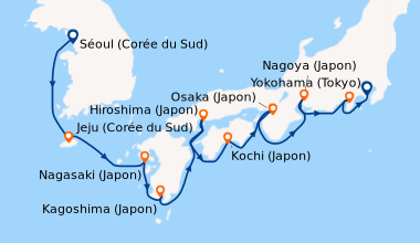 Itinéraire de la croisière Séoul (Corée du Sud), Jeju (Corée du Sud), Na...