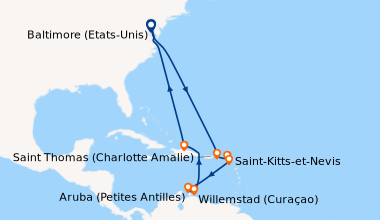 Itinéraire de la croisière Baltimore (Etats-Unis), En mer, En mer, En me...