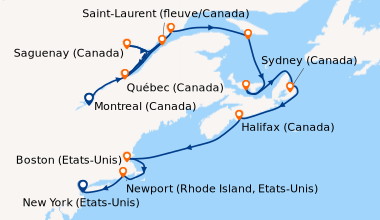 Itinéraire de la croisière Montreal (Canada), Saint-Laurent (fleuve/Cana...