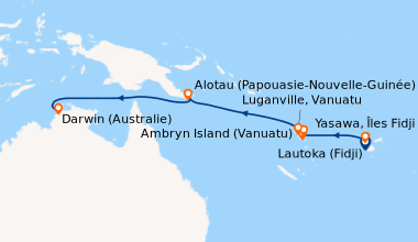 Itinéraire de la croisière Lautoka (Fidji), Yasawa, Îles Fidji, En mer, ...