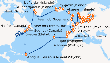 Itinéraire de la croisière New York (Etats-Unis), En mer, En mer, Sydney...