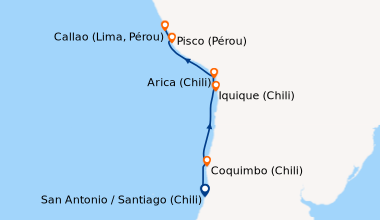 Itinéraire de la croisière San Antonio / Santiago (Chili), Coquimbo (Chi...