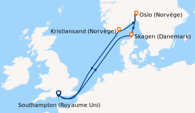Itinéraire de la croisière Southampton (Royaume Uni), En mer, Skagen (Da...