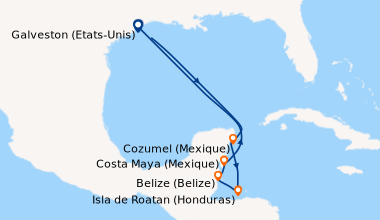 Itinéraire de la croisière Galveston (Etats-Unis), En mer, Cozumel (Mexi...
