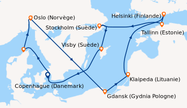 Itinéraire de la croisière Copenhague (Danemark), Skagen (Danemark), Osl...