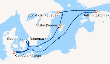 Itinéraire de la croisière Copenhague (Danemark), Visby (Suède), Stockho...