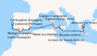 Itinéraire de la croisière Athènes (Le Pirée), Nauplie (Grèce), La baie ...
