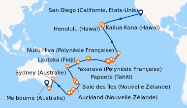 Itinéraire de la croisière San Diego (Californie, Etats-Unis), En mer, E...