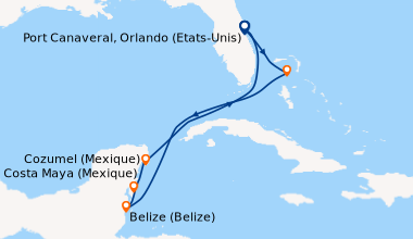 Itinéraire de la croisière Port Canaveral, Orlando (Etats-Unis), Great S...