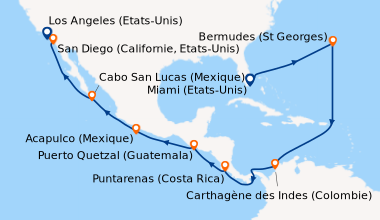 Carte de l'itinéraire de la croisière