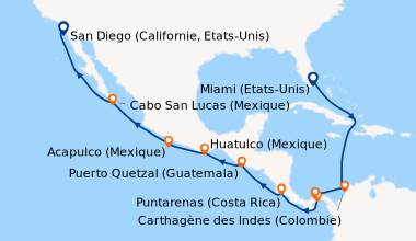 Itinéraire de la croisière Miami (Etats-Unis), En mer, En mer, Carthagèn...