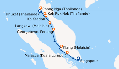 Itinéraire de la croisière Héritage multiculturel et îles de rêve entre Malaisie et Thaïlande