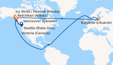 Itinéraire de la croisière Seattle (Etats-Unis), En mer, Ketchikan (Alas...