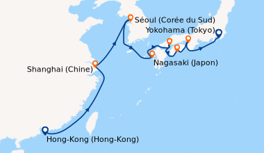 Itinéraire de la croisière Hong-Kong (Hong-Kong), En mer, En mer, Shangh...