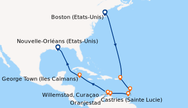 Itinéraire de la croisière Boston (Etats-Unis), En mer, En mer, En mer, ...