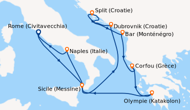 Itinéraire de la croisière Rome (Civitavecchia), Sicile (Messine), En me...